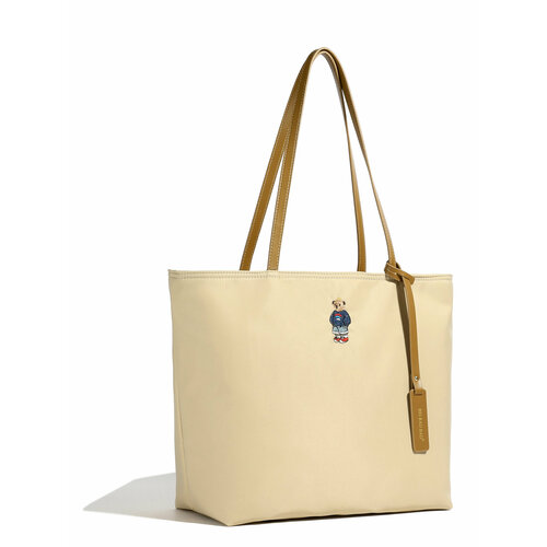 Сумка шоппер BeiBaoBao фактура матовая бежевая 2900₽