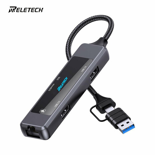 USB - C концентратор 5 в 1 USB 30 адаптер USB 20 1000 Mpbs Ethernet microSD30 карта SD30 карта PD зарядка до 100 Вт для MacBook Pro air 1300₽