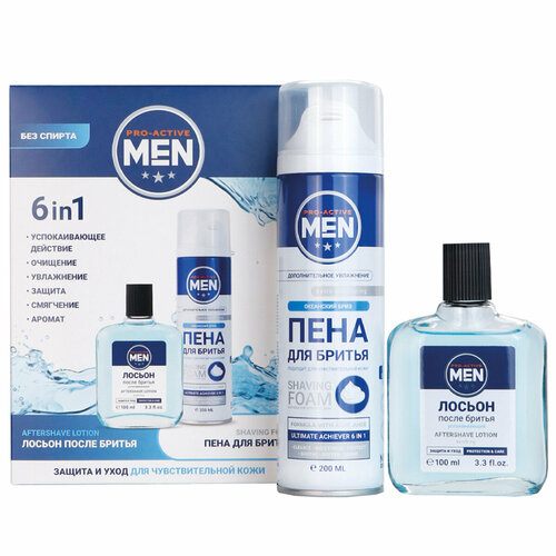 Подарочный набор мужской Today Parfum Pro-Active Men Пена для бритья 200мл Лосьон после бритья 100мл 706₽