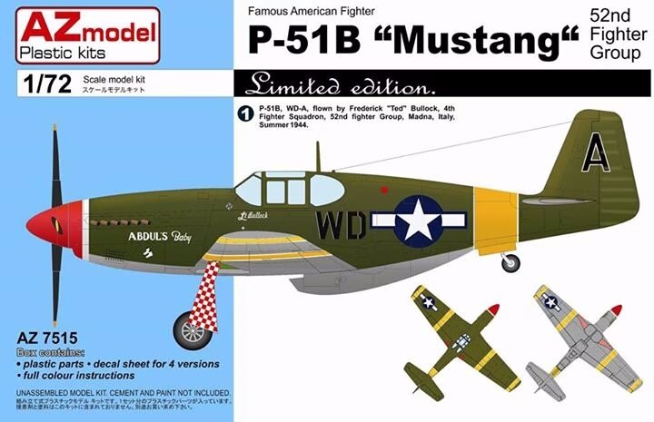 Сборная модель самолета P-51B Mustang 52. nd FG (1/72) AZ7515