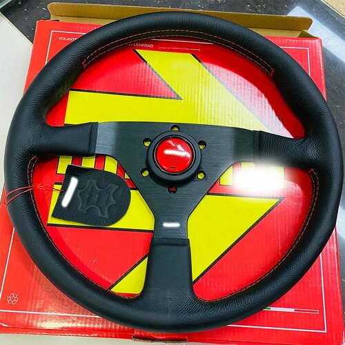 Руль MOMO Monte Carlo 350 мм черная кожакрасная строчка Red stitching 6238₽