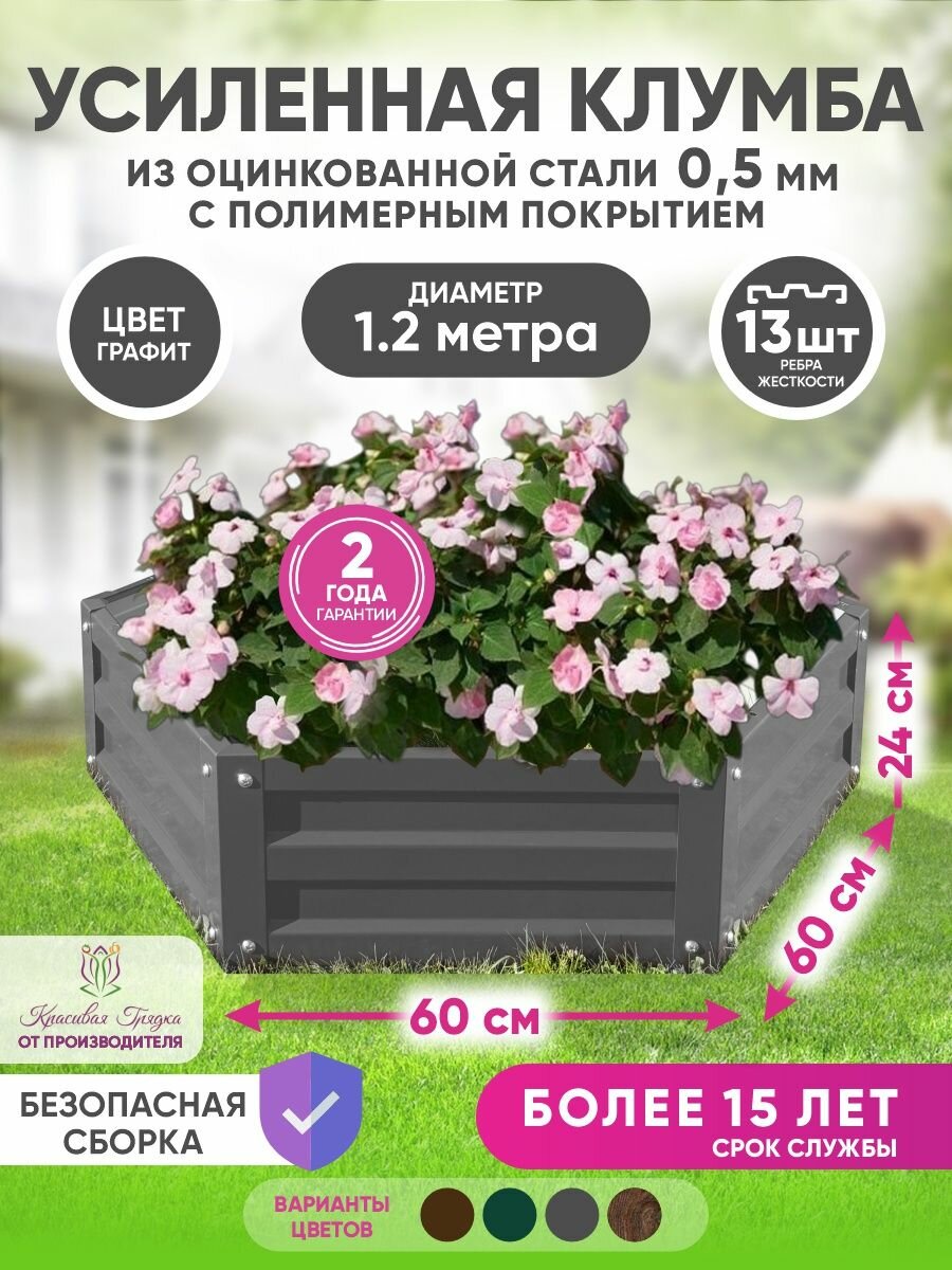 Клумба садовая оцинкованная для цветов и растений 