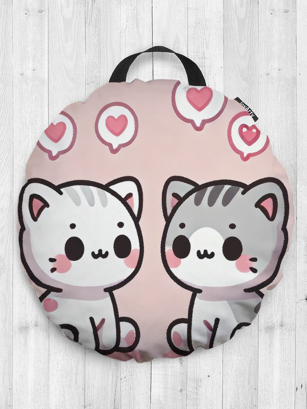 Декоративная подушка для сидения на полу "Влюбленные коты", 52х52 см , JoyArty, серия День св. Валентина