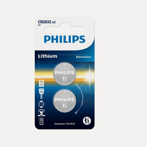 Изображение товара Батарейка Philips CR2032-2BL, Li-тип, 3В, 2шт, блистер, синяя