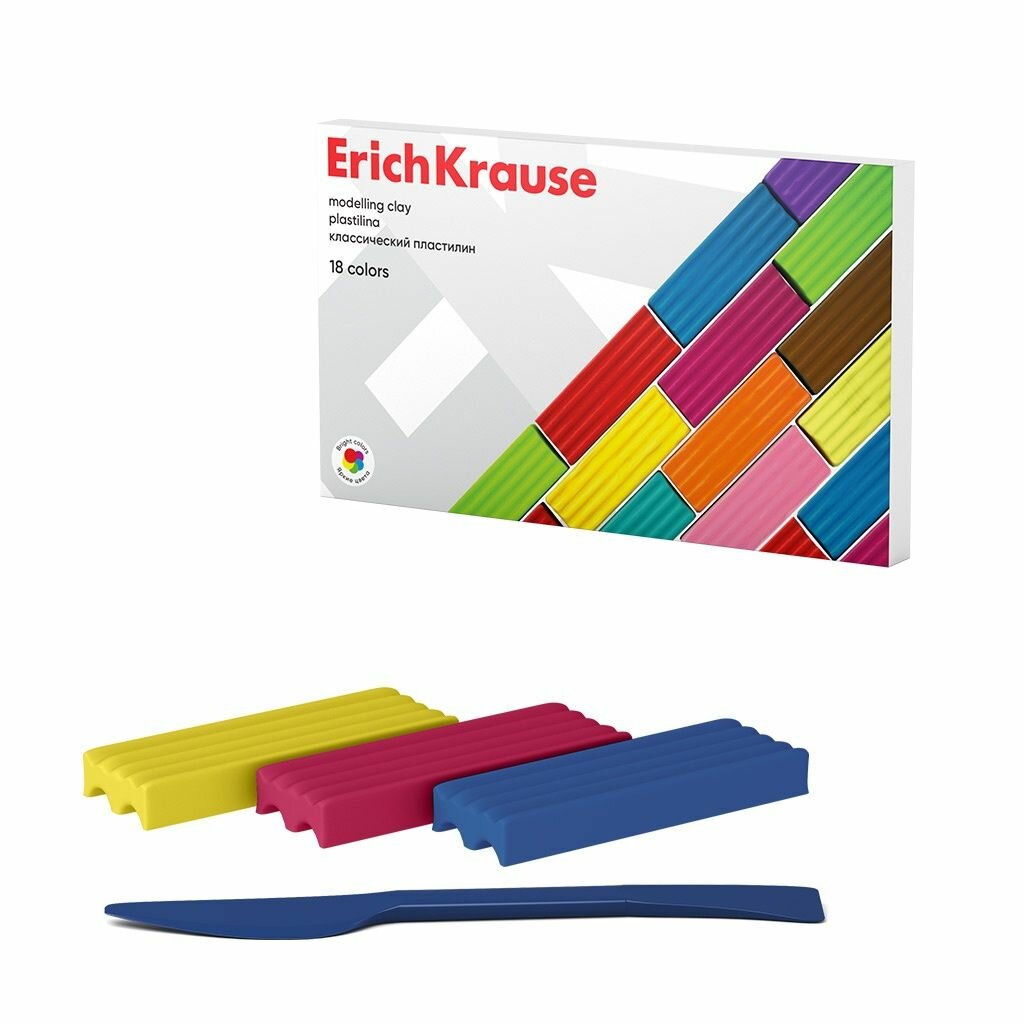 Пластилин Erich Krause 18 цветов, 288 г, классический (61318)