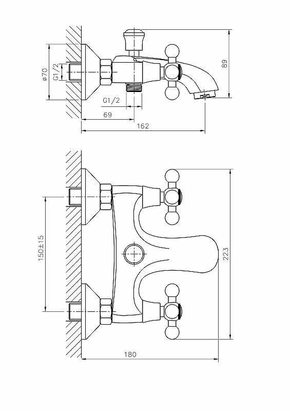 HB3119-4 Смеситель для ванны двухзахватный короткий излив цвет бронза Haiba