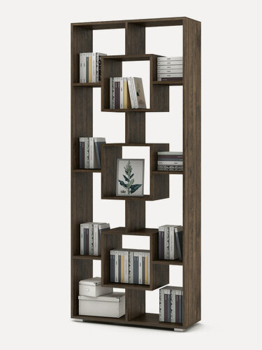 Изображение товара Стеллаж деревянный для книг, документов и игрушек Квадро 1, ЛДСП, 78,2x28х190,2 см, 11 полок, современный дизайн
