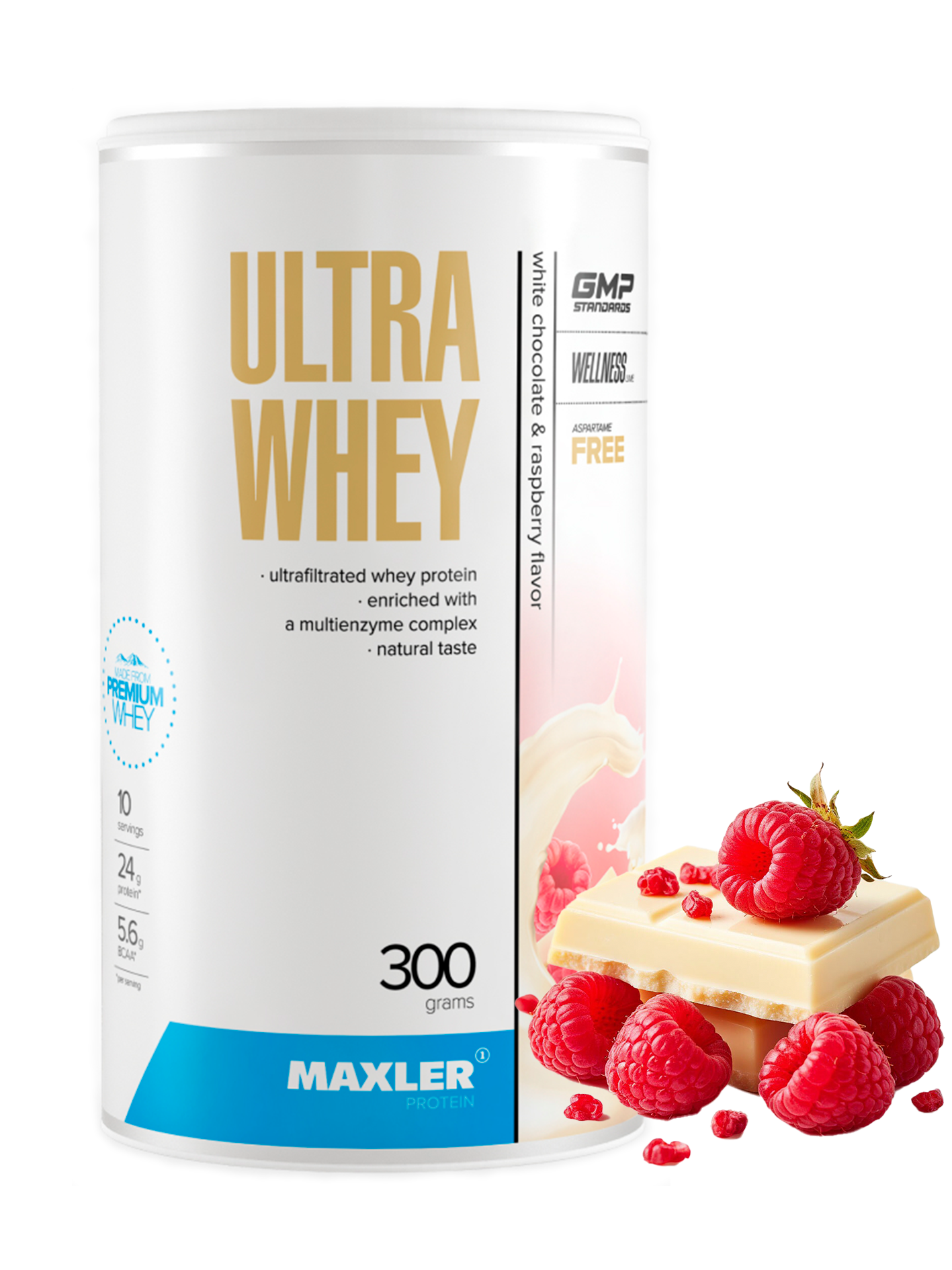 Протеин сывороточный Maxler Ultra Whey 300г (банка) (White Chocolate&Raspberry)