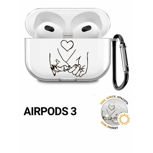 фото Прозрачный чехол для наушников apple airpods 3 / аирподс 3 силиконовый с 3d принтом "lovers hands" slvgo