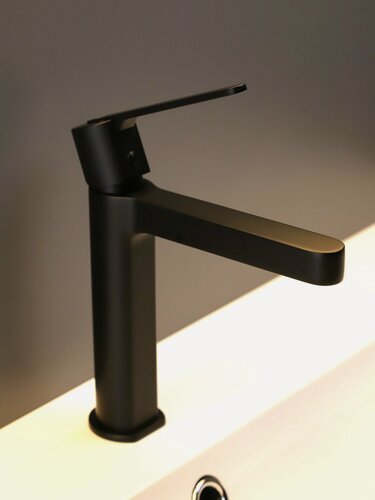 Изображение товара Смеситель для раковины в ванную, латунь, однорычажный, черный матовый