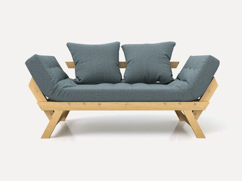 Изображение товара Садовый диван кушетка Soft Element Осварк Textile Grey-Blue, массив дерева, рогожка, на дачу, для зоны отдыха