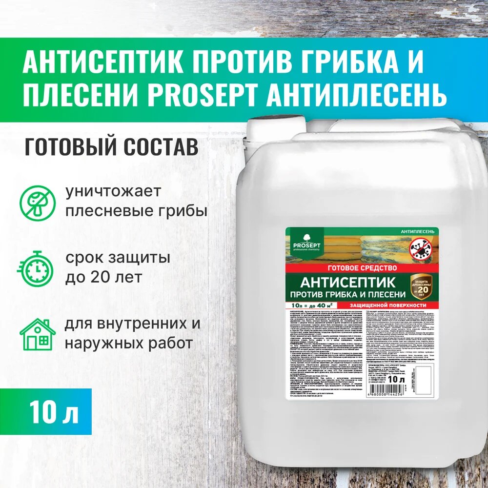 Универсальный антисептик против грибка и плесени PROSEPT антиплесень 10 л 025-10 — фото 1