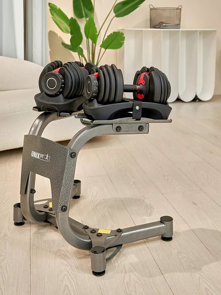 Стойка для хранения гантелей UNIX Fit для 1 пары весом 16, 24 и 40 кг. UNIXFIT