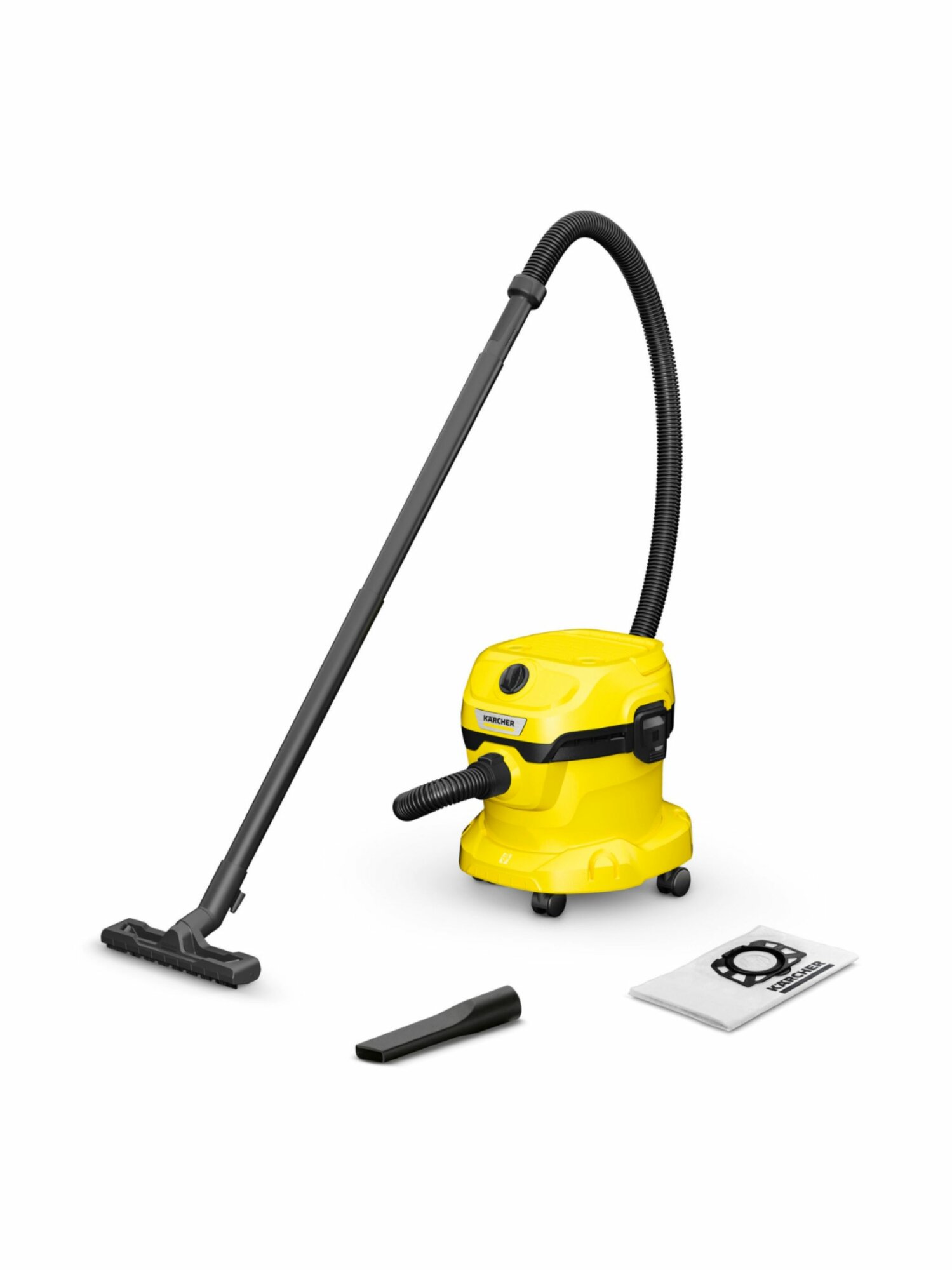 Строительный пылесос Karcher WD 2 Plus V-12/4/18, 1000 Вт, сухая уборка, желтый