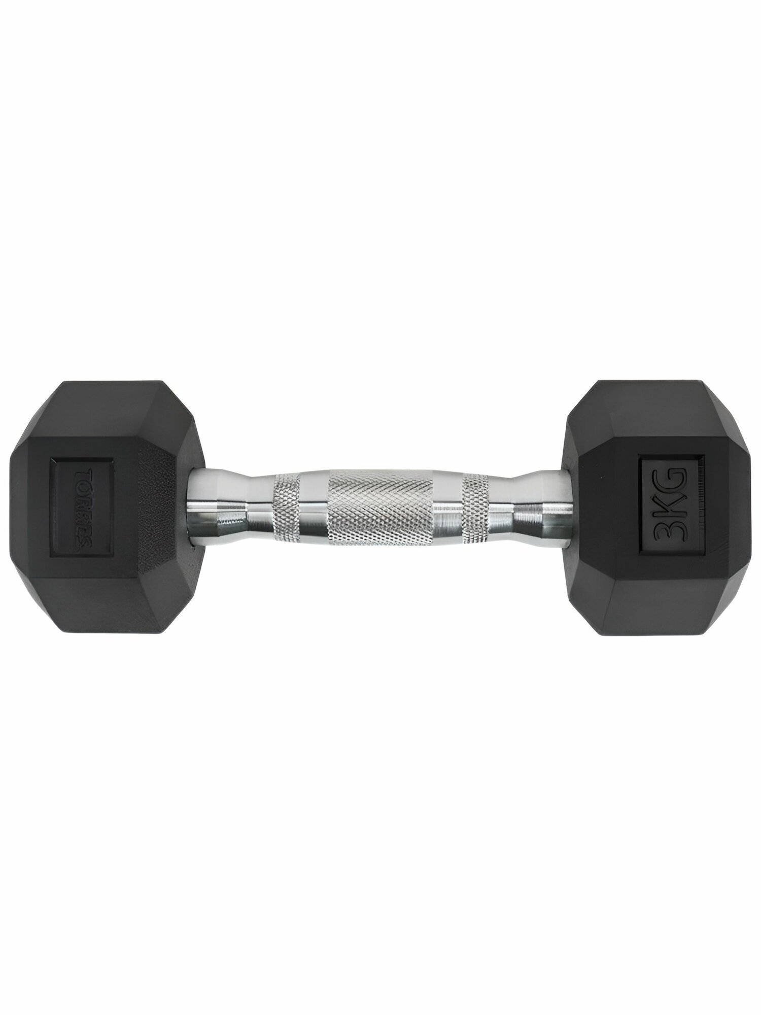 Гантель TORRES 3 кг арт. PL51903, металл в резиновой оболочке, форма шестигранник, черный