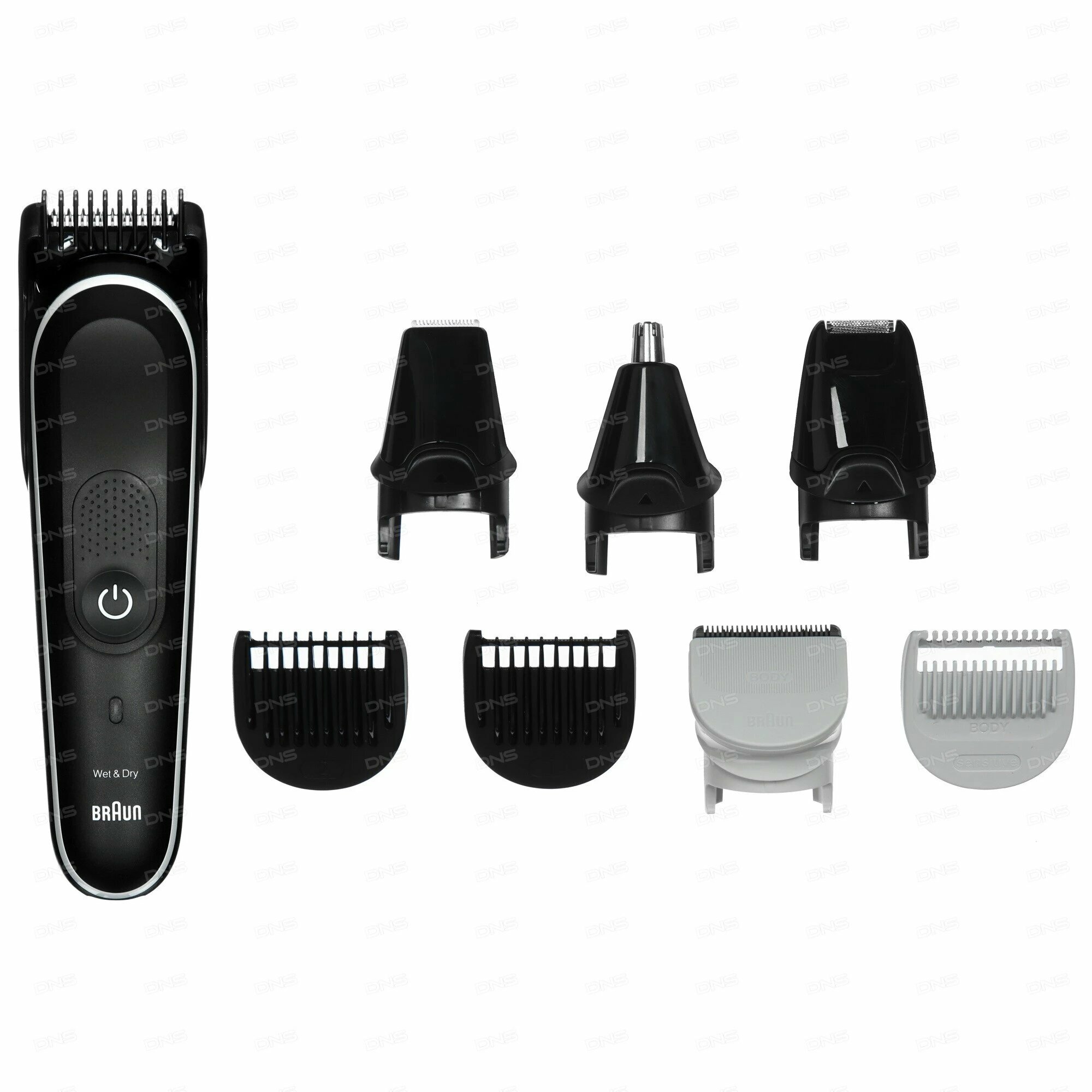 Триммер Braun MGK5440, для бороды, усов и тела, влагозащищенный, черно-серый
