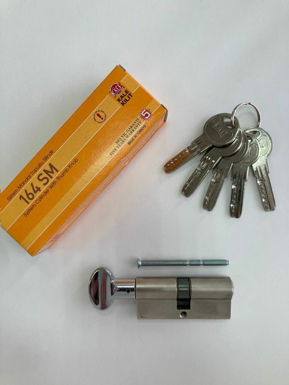 Личинка замка 70 мм (35х35) с вертушкой и перфоключами Kale kilit (Кале) 164SM никель цилиндровый механизм