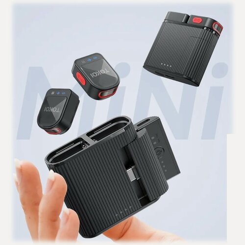 Изображение товара Беспроводной микрофон TokQi H01 Wireless 2-in-1 Magnetic Microphone, iPhone/Android, 2.4GHz, ENC, 70 mAh/600 mAh, Черный