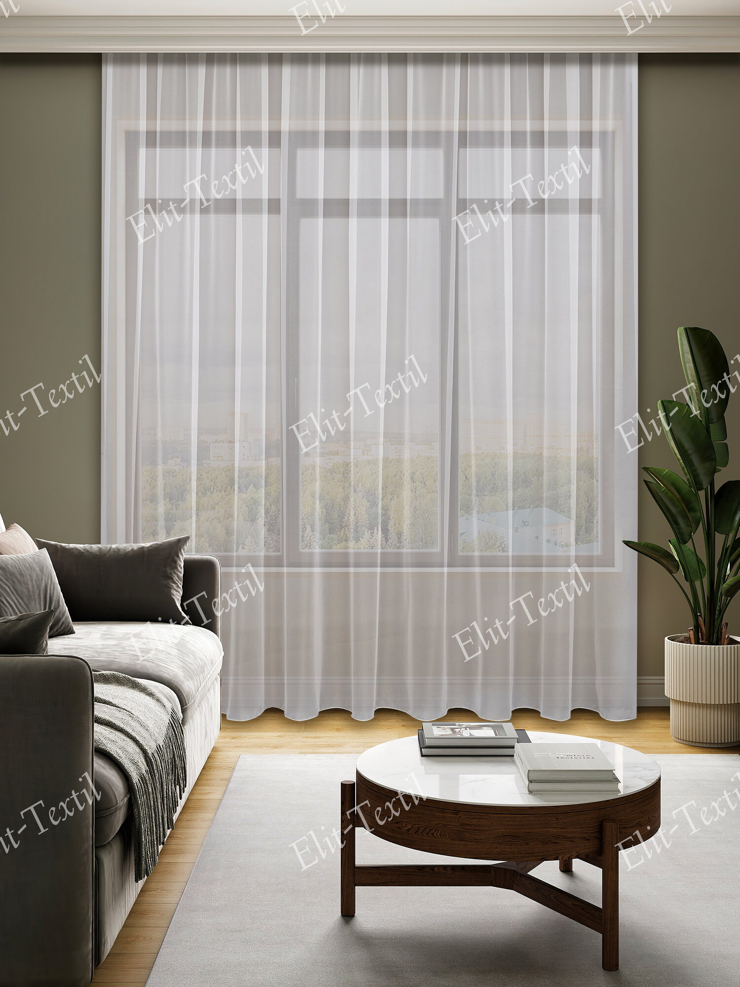 Тюль Вуаль-силк однотонный Elltextile 400 х 300 см. белый