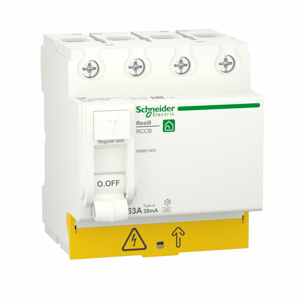RESI9 Выключатель дифференциального тока (УЗО) 63А 4P 30мА тип A Schneider Electric R9R61463