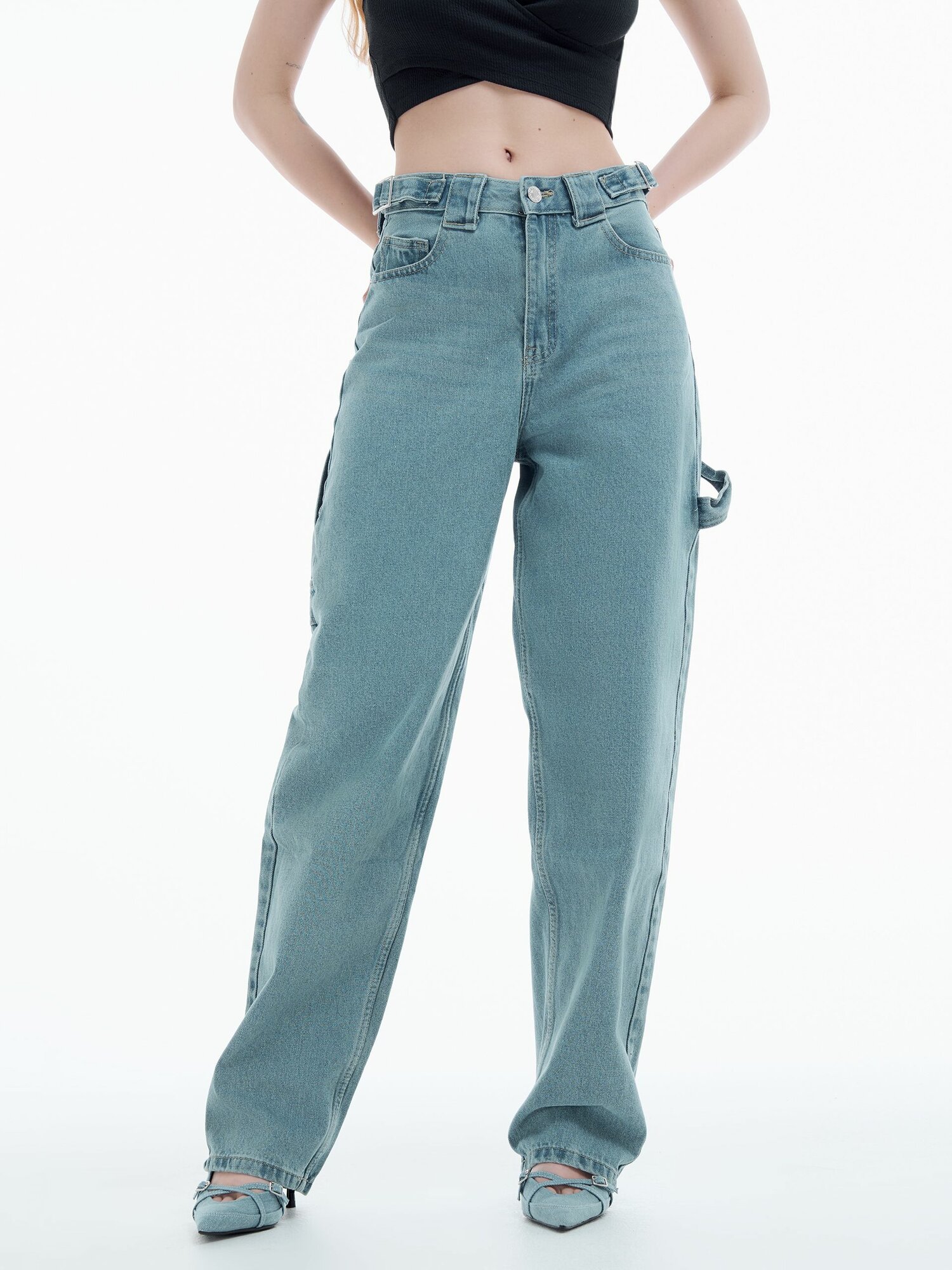 Джинсы багги ТВОЕ, размер XS, голубой — фото 1