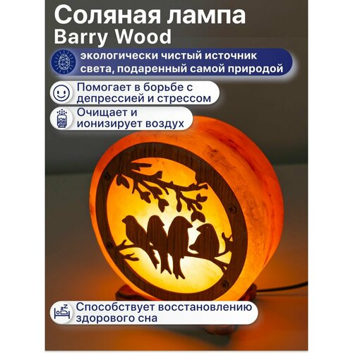 фото Соляная / солевая лампа настольная декоративная barry wood лечебная из гималайской соли, светильник ночник детский