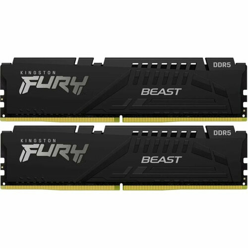 Оперативная память Kingston DDR5 DIMM 64Gb 2x32Gb 6400Mhz PC-51200 FURY Beast Black EXPO CL32 14V KF564C32BBEK2-64 39948₽