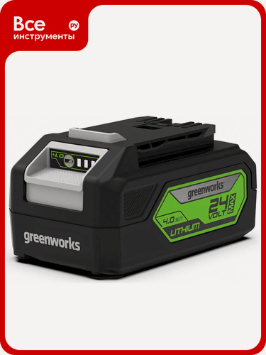 Изображение товара Аккумулятор GreenWorks G24B4, Li-Ion 24V, 4.0 Ач, с индикатором заряда, надежный источник питания для инструментов