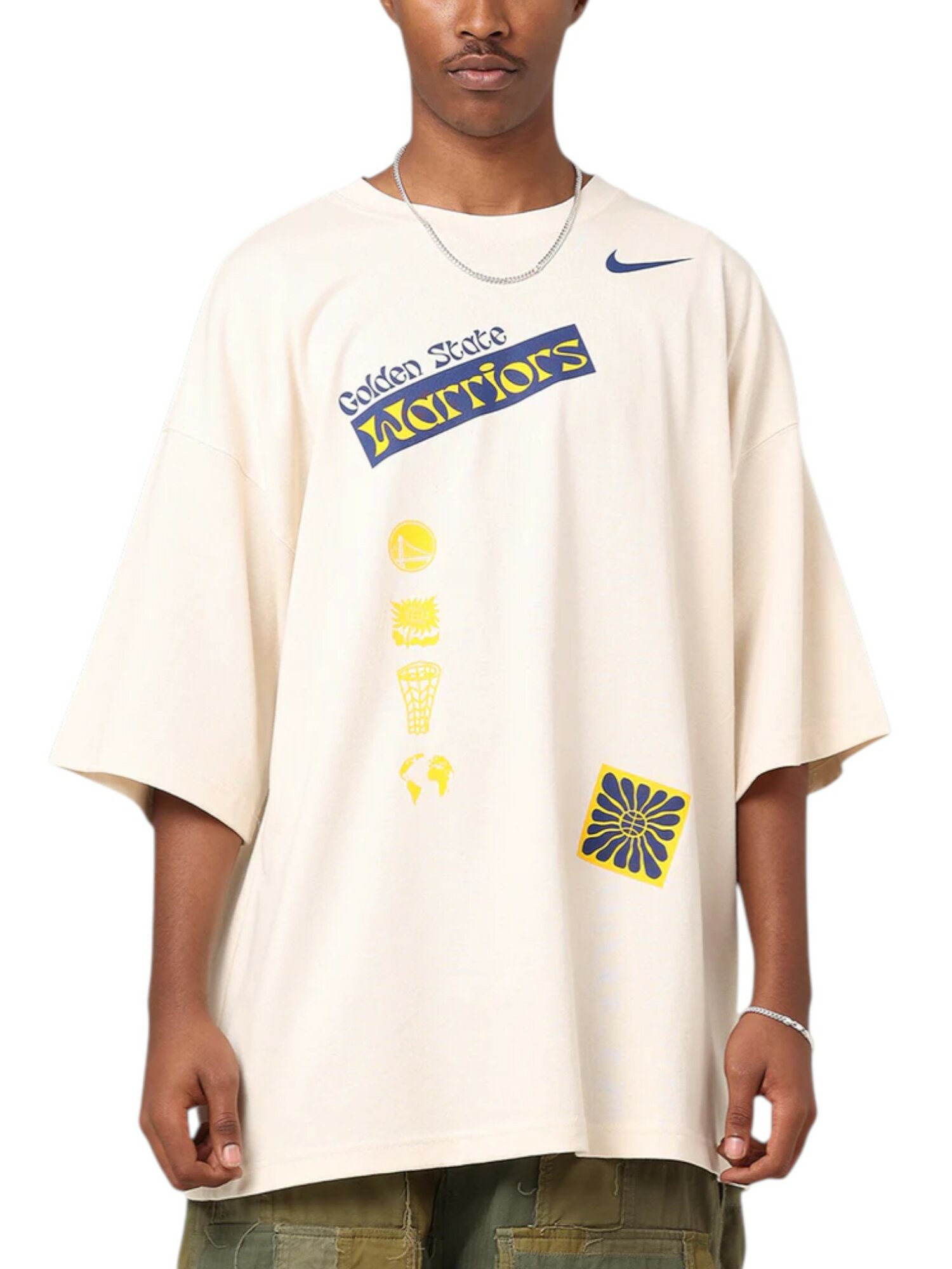 Футболка спортивная NIKE Golden State Warriors NBA Courtside, размер L, бежевый
