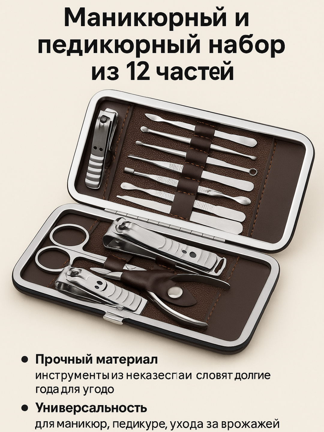 Профессиональный маникюрный и педикюрный набор из 12 предметов – идеальный уход за ногтями