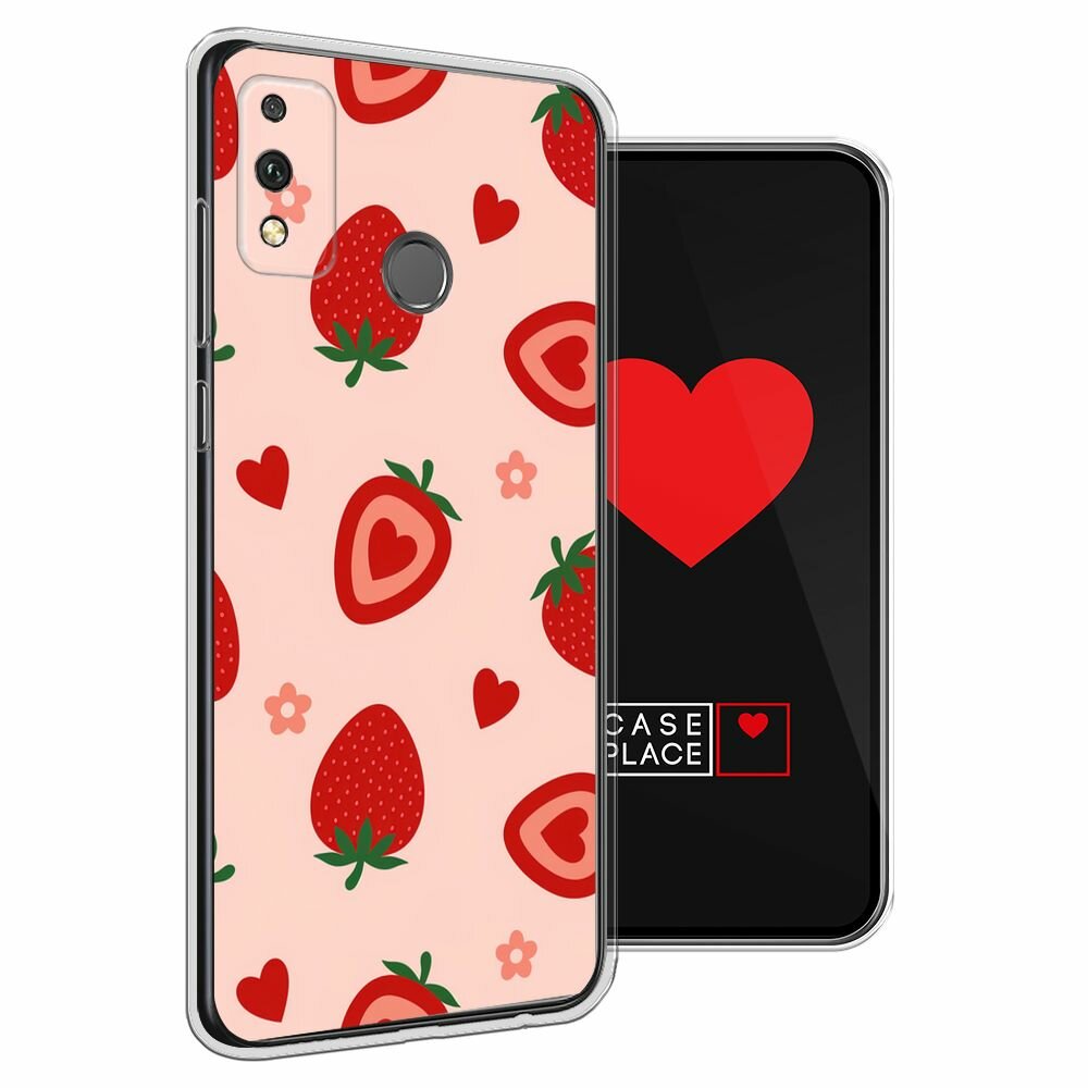Чехол на Honor 9X Lite / Хонор 9X Лайт с принтом Heart strawberries 1 — фото 1