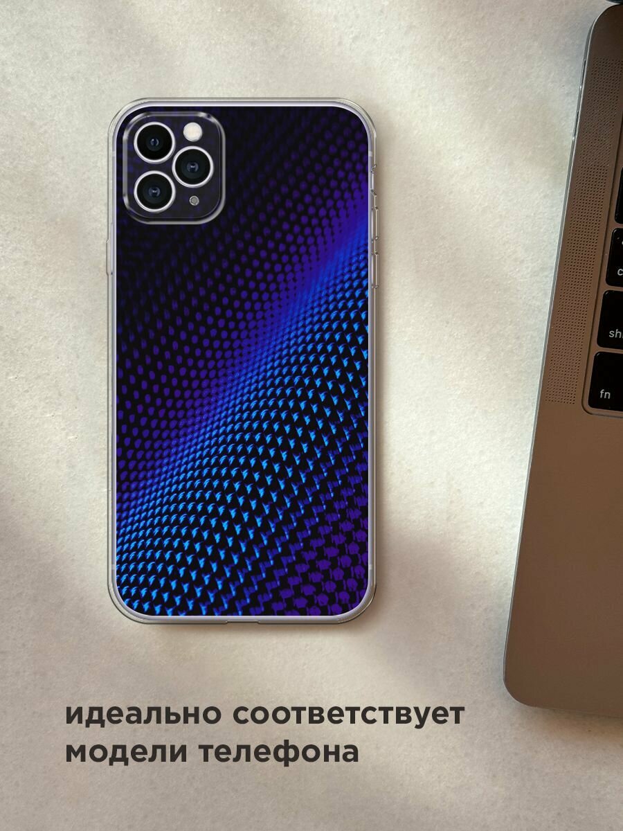 Чехол на Apple iPhone 11 Pro Max / Айфон 11 Про Макс с принтом "Синий карбон" — фото 1