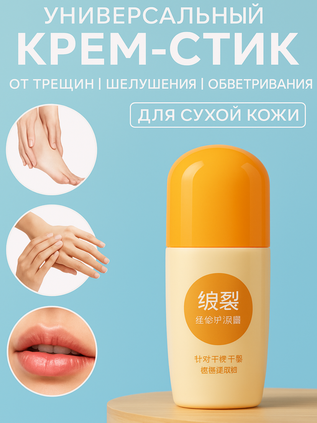 Крем мазь для пяток, рук, ног, лица увлажняет и заживляет трещин на коже, 60 гр