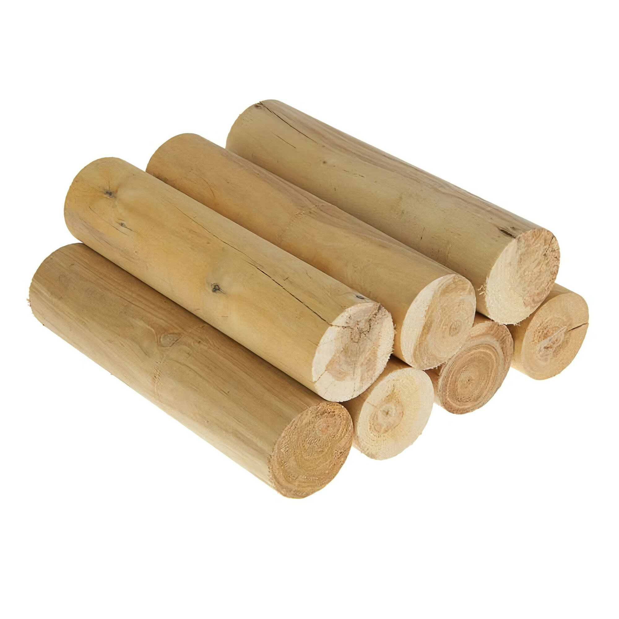 Дрова березовые БП-02 без коры сухие круглые 15 кг 40 л в сетке