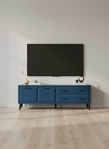 Изображение товара Тумба ARNIKA Виго, для телевизора, ЛДСП/МДФ, шариковые направляющие, синяя, 159.8х56х38.9 см