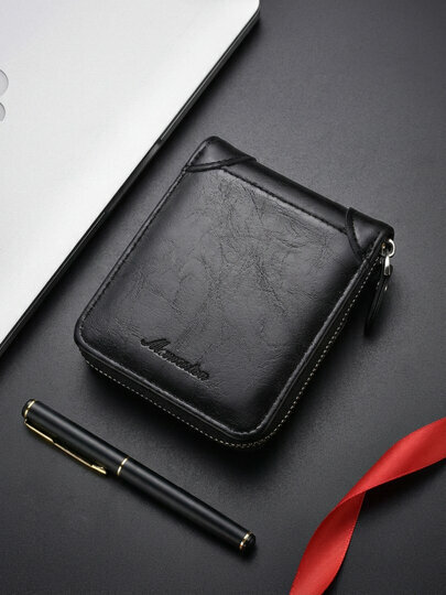 Кошелек , фактура зернистая, черный — фото 1