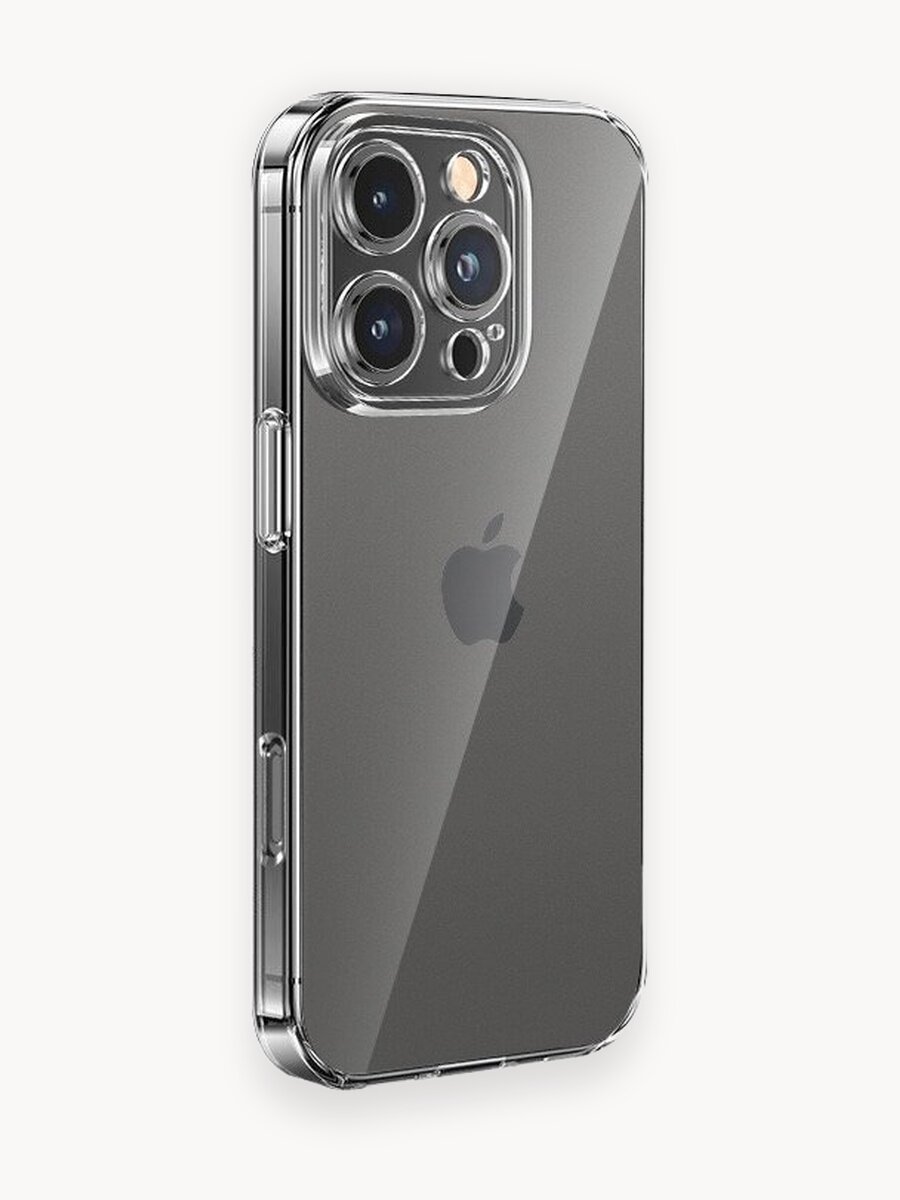 Чехол для Apple iPhone 16 Pro Max (Эпл Айфон 16 Про Макс) с защитой камеры, прозрачный