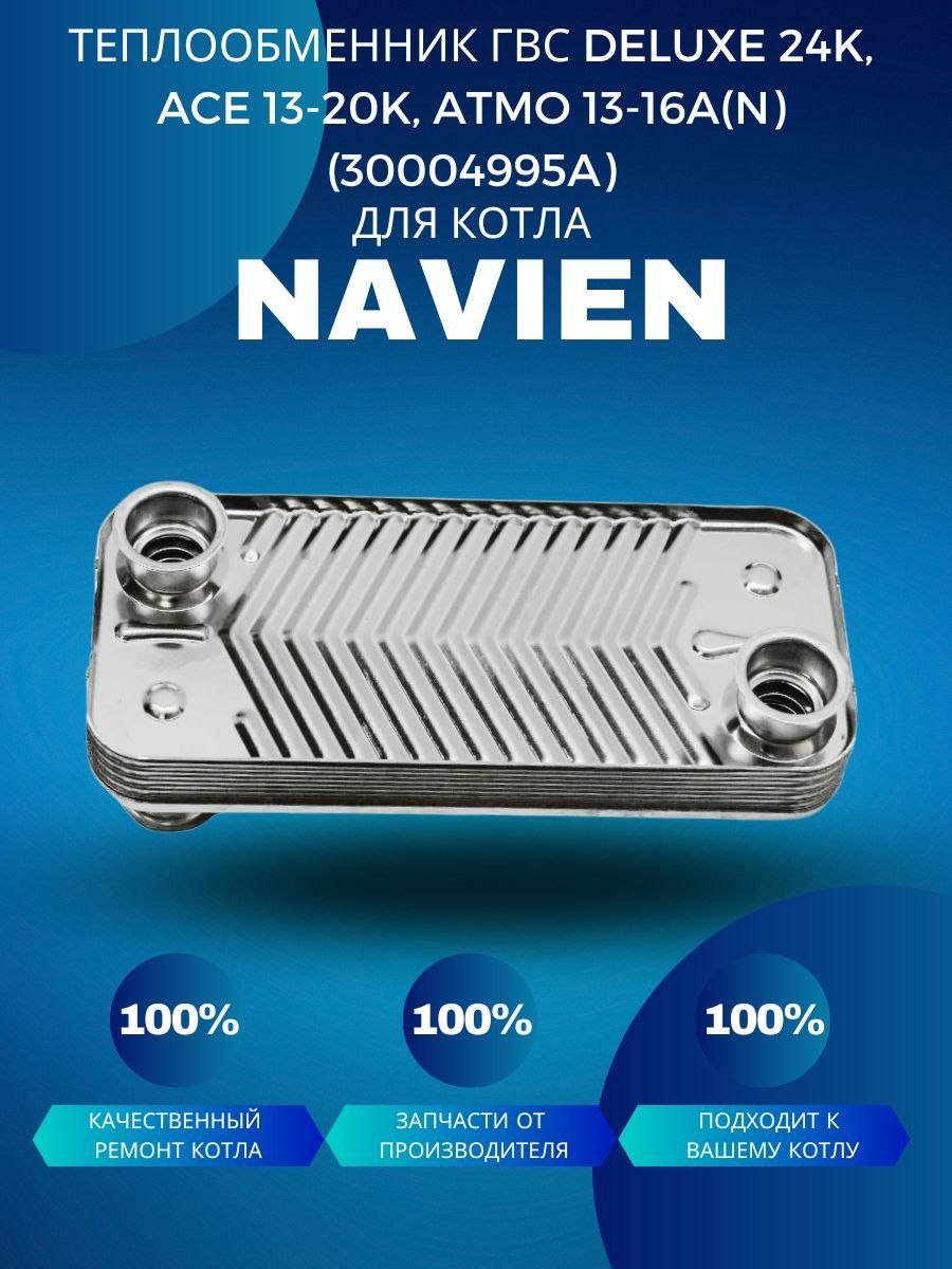 Теплообменник ГВС Navien Deluxe 24K, Ace 13-20K, Atmo 13-16A(N) (30004995Ak)