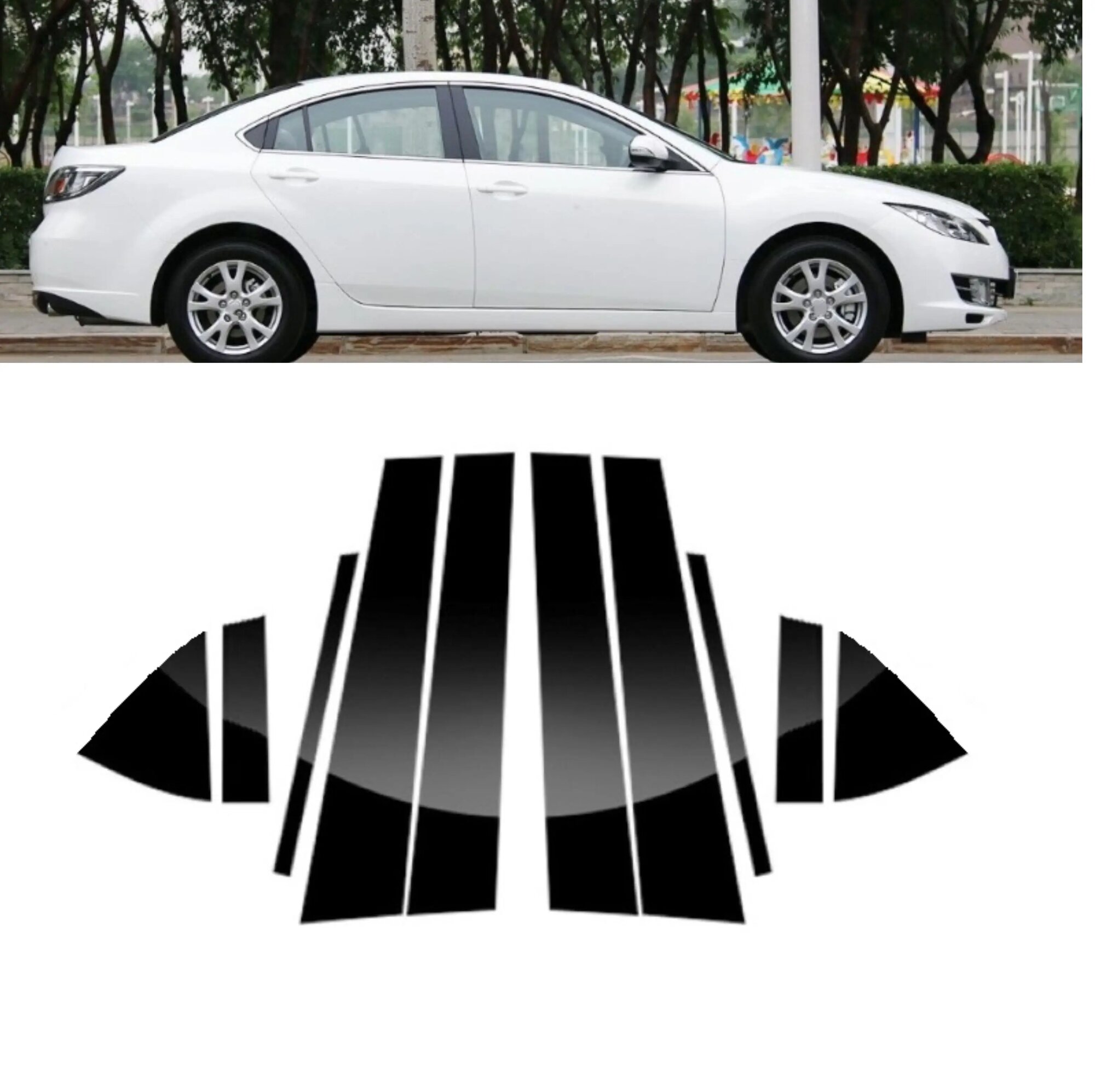 10 шт, наклейки на дверные стойки, окна, стойки, накладки, наклейки для Mazda 6 RUIYI 2010 2011 2012 2013 2014 2015, Glossy Black