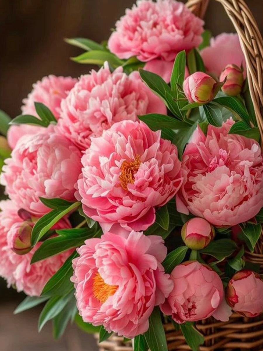 Алмазная мозаика 40х50 на подрамнике Полная выкладка Круглые стразы Пионы