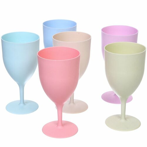 Бокал для вина 380мл в наборе 6шт Пастель микс цветов 989₽