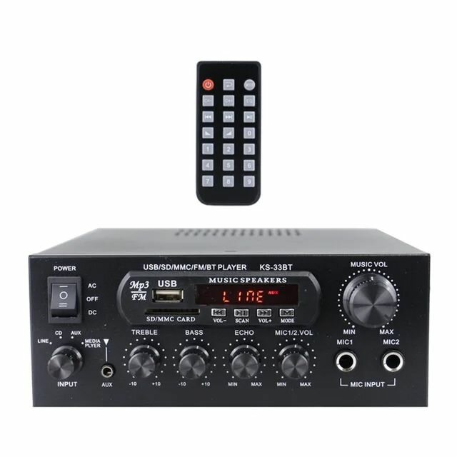 Усилитель мощности 2х60Вт Bluetooth 2.0 HiFi Аудио KS-33BT