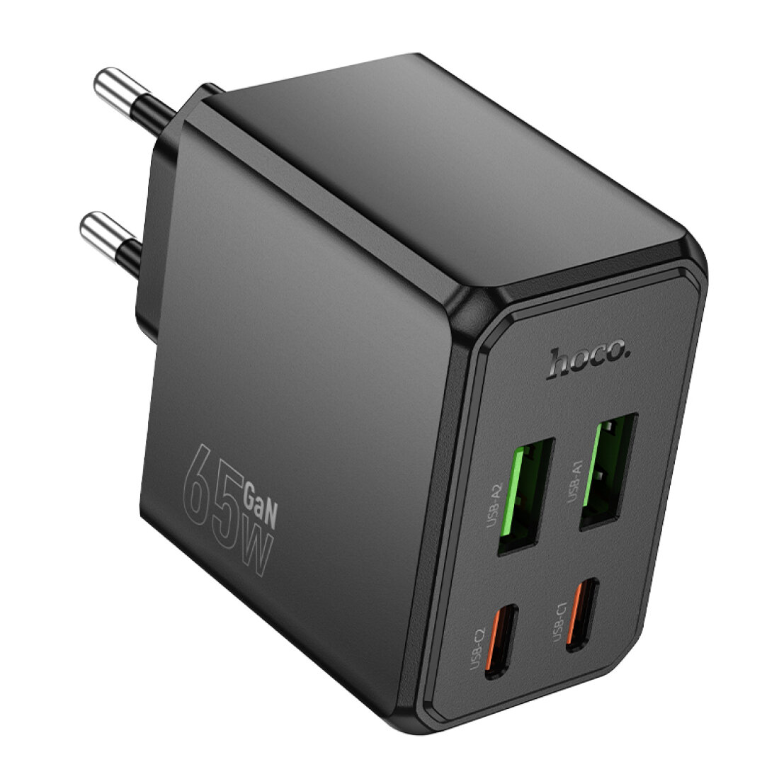 Сетевое зарядное устройство, 2 USB 3.0 QC+2 PD 65W (CS19A), HOCO, черный — фото 1