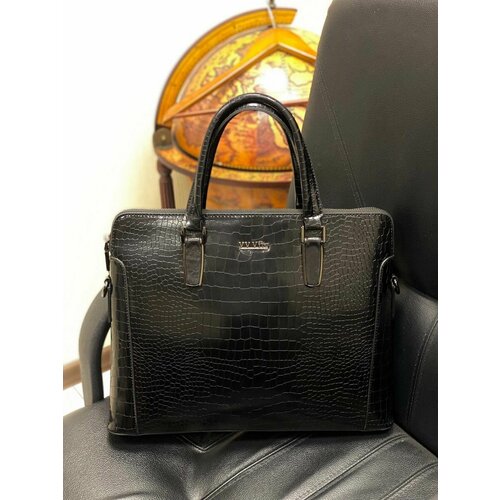 Портфель Vera Victoria Vito, фактура под рептилию, черный