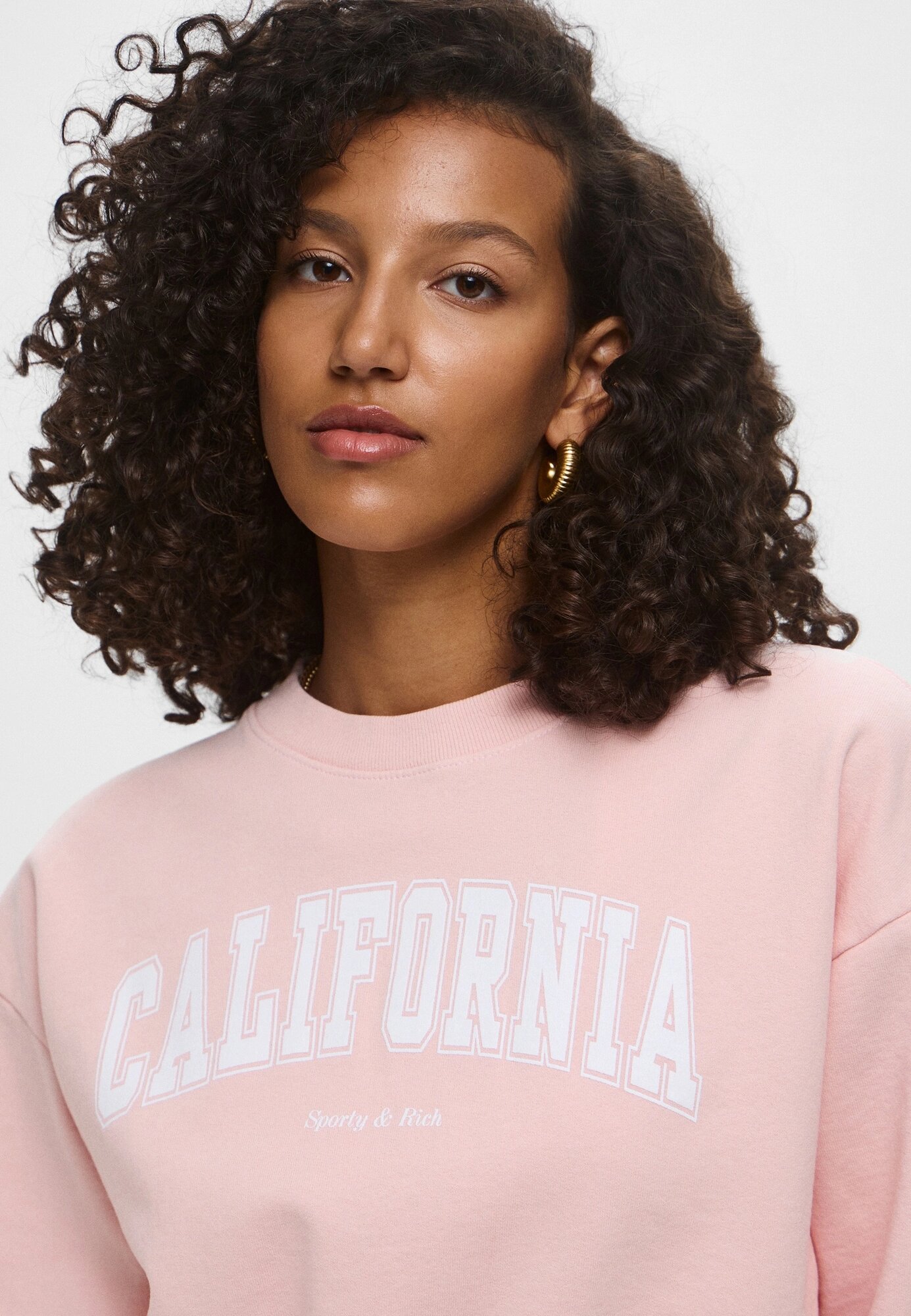 Свитшот спортивный Sporty & Rich CALIFORNIA CROPPED CREWNECK, размер 44, , розовый — фото 1