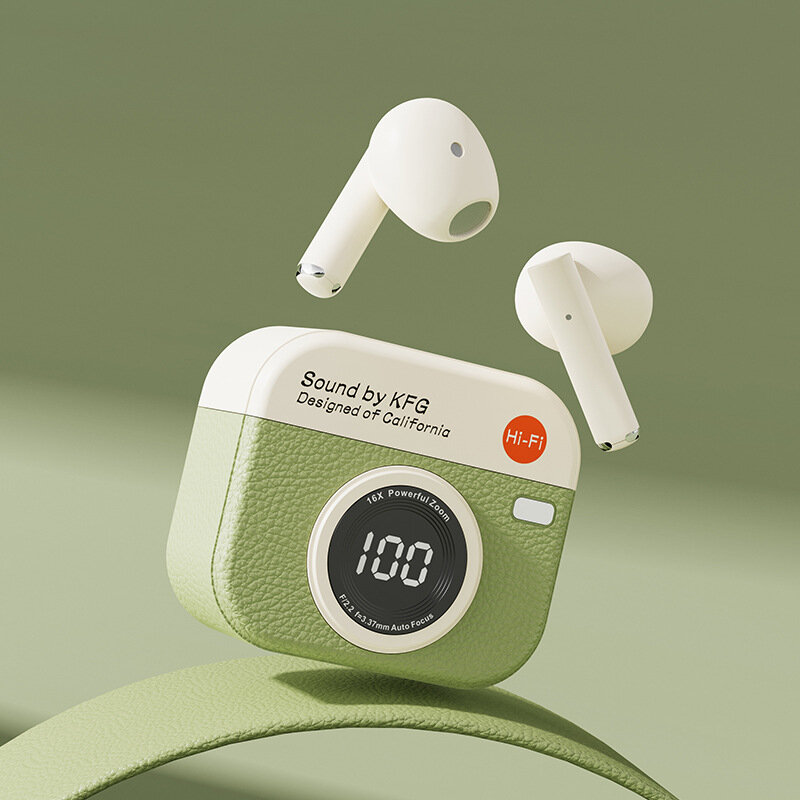 TWS наушники Q86 Retro с шумоподавлением, Bluetooth 5.4, зеленые