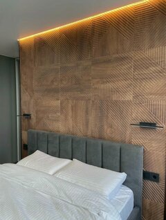 Изображение товара 3Д стеновые панели ВAMBOO STICKS 500*500 МДФ цвет Лиственница Амурская 4 шт 1 кв. м Декоративная плитка под ПВХ пленкой