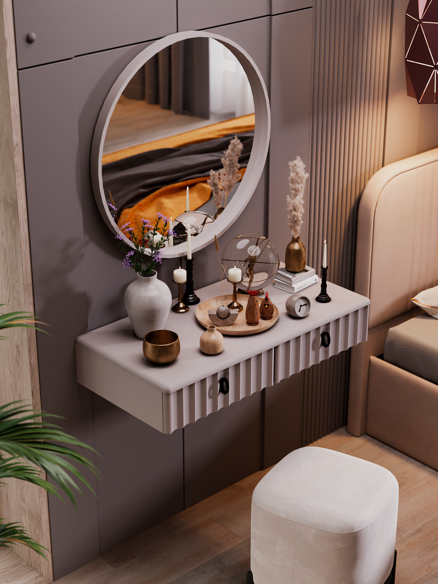 Туалетный стол Трия "Тиффани", тип 1, Кашемир, Кашемир матовый — фото 1