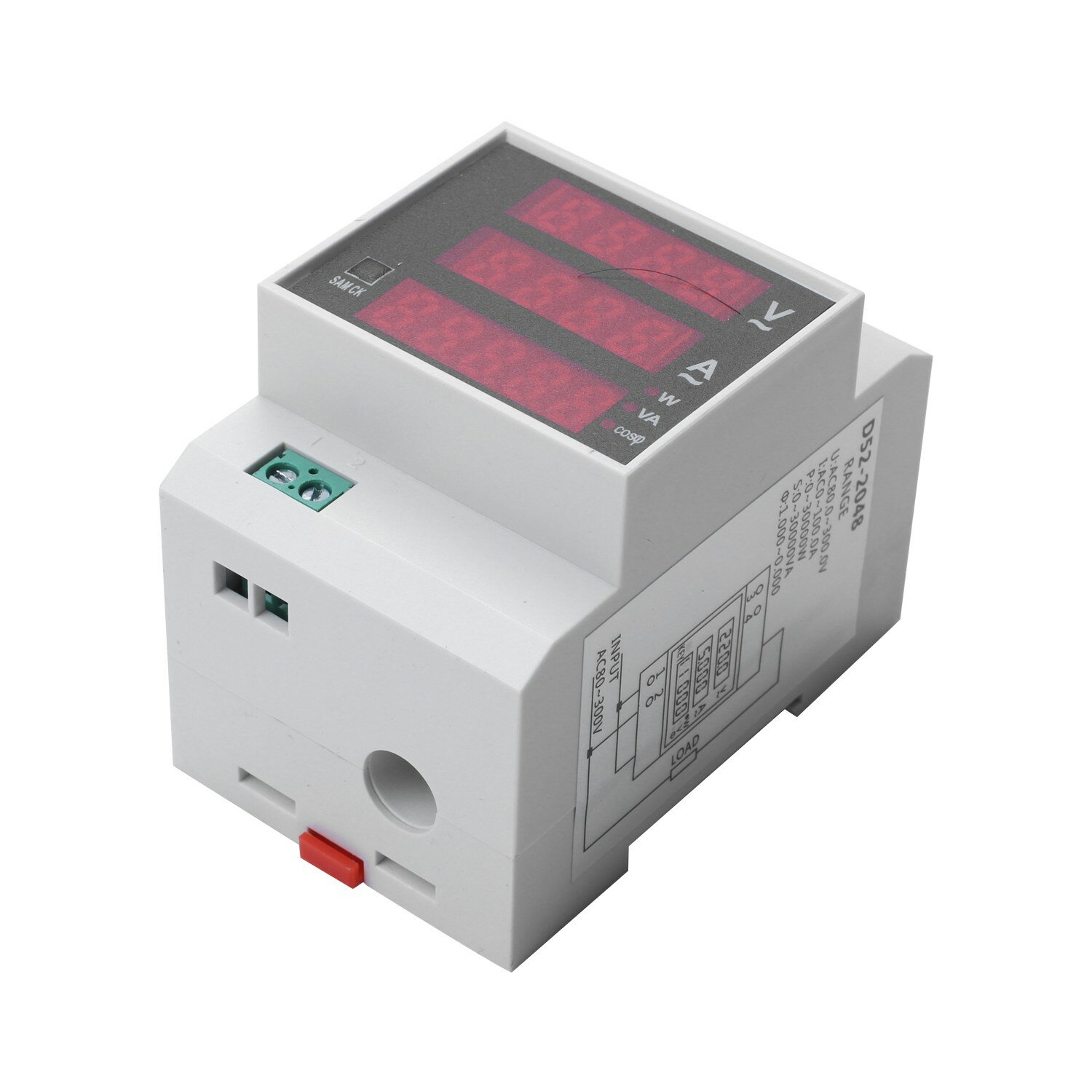 Цифровой счетчик электроэнергии AC80-300V/100A с креплением на рейку Din LED, активный коэффициент мощности, многофункциональный измеритель мощности