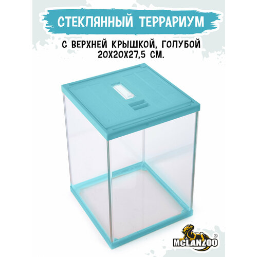 Террариум стеклянный с верхней крышкой MCLANZOO , голубой, 20х20хН27.5см